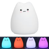 LED Tap Lamp Cat Shaped 7 Colors Changing Silicone Night Light for Home Bedroom Children's Room
