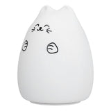 LED Cat Shape Lamp Colorful Silicone Tap Night Light USB Charging Ambient Lighting for Home Bedroom Use - 45-Degree Angle