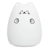 LED Cat Shape Lamp Colorful Silicone Tap Night Light USB Charging Ambient Lighting for Home Bedroom Use