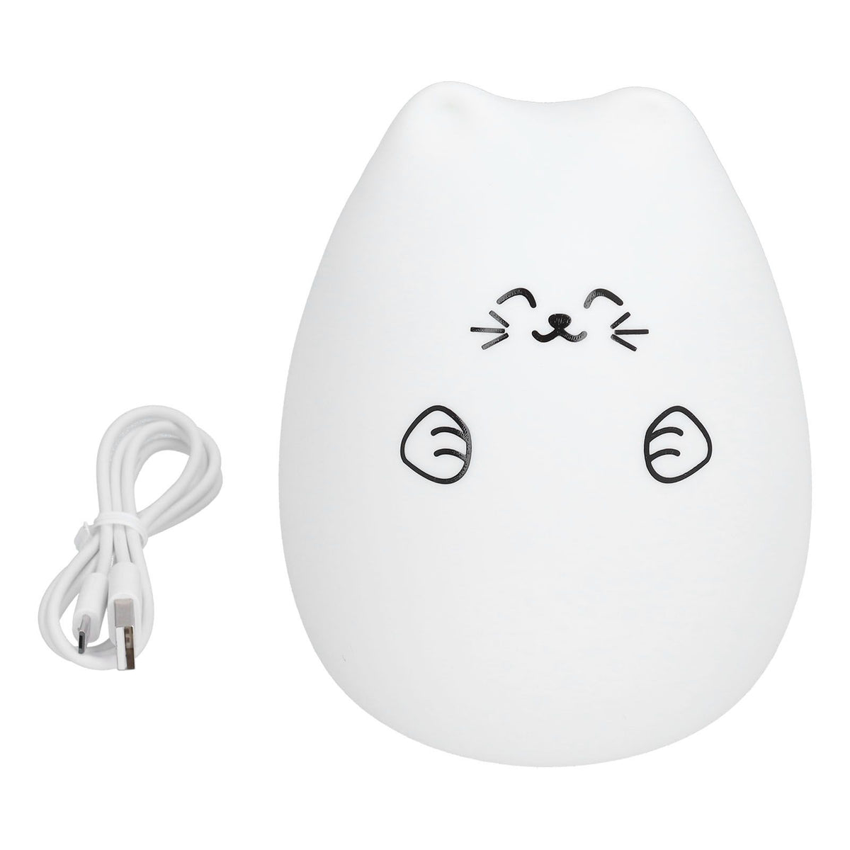 LED Cat Shape Lamp Colorful Silicone Tap Night Light USB Charging Ambient Lighting for Home Bedroom Use