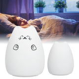 LED Cat Shape Lamp Colorful Silicone Tap Night Light USB Charging Ambient Lighting for Home Bedroom Use