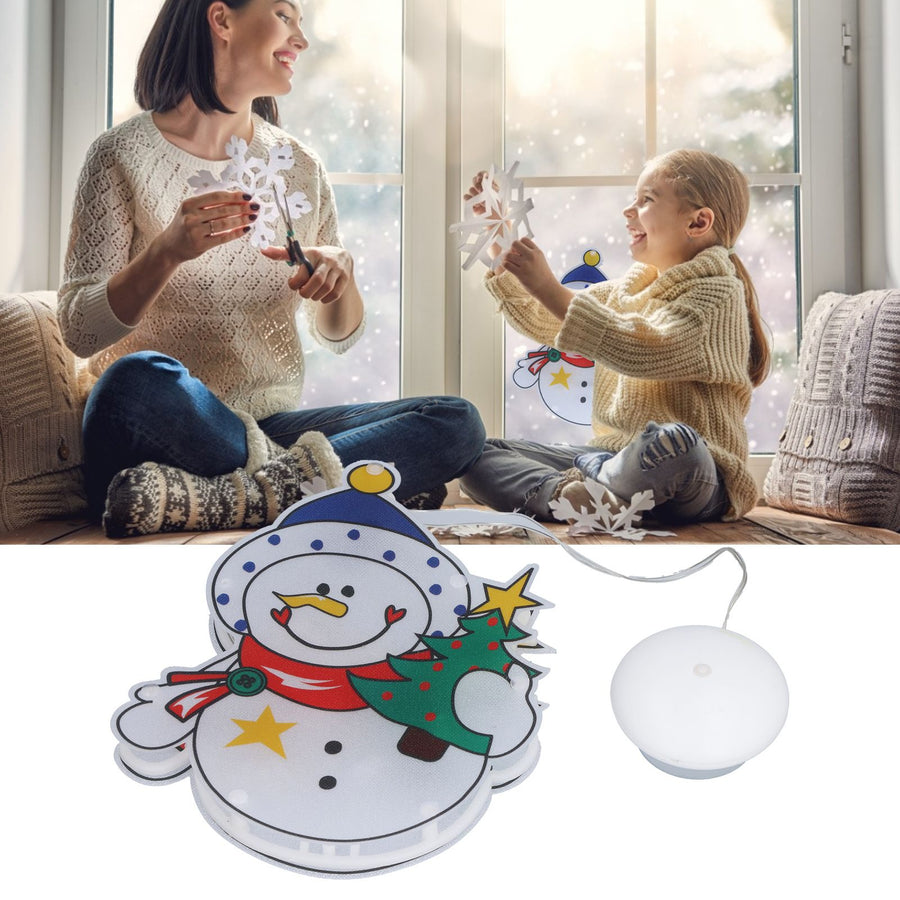 Christmas Snowman LED Window Light Battery Powered Hanging Light with Suction Cup for Christmas Tree Party Room