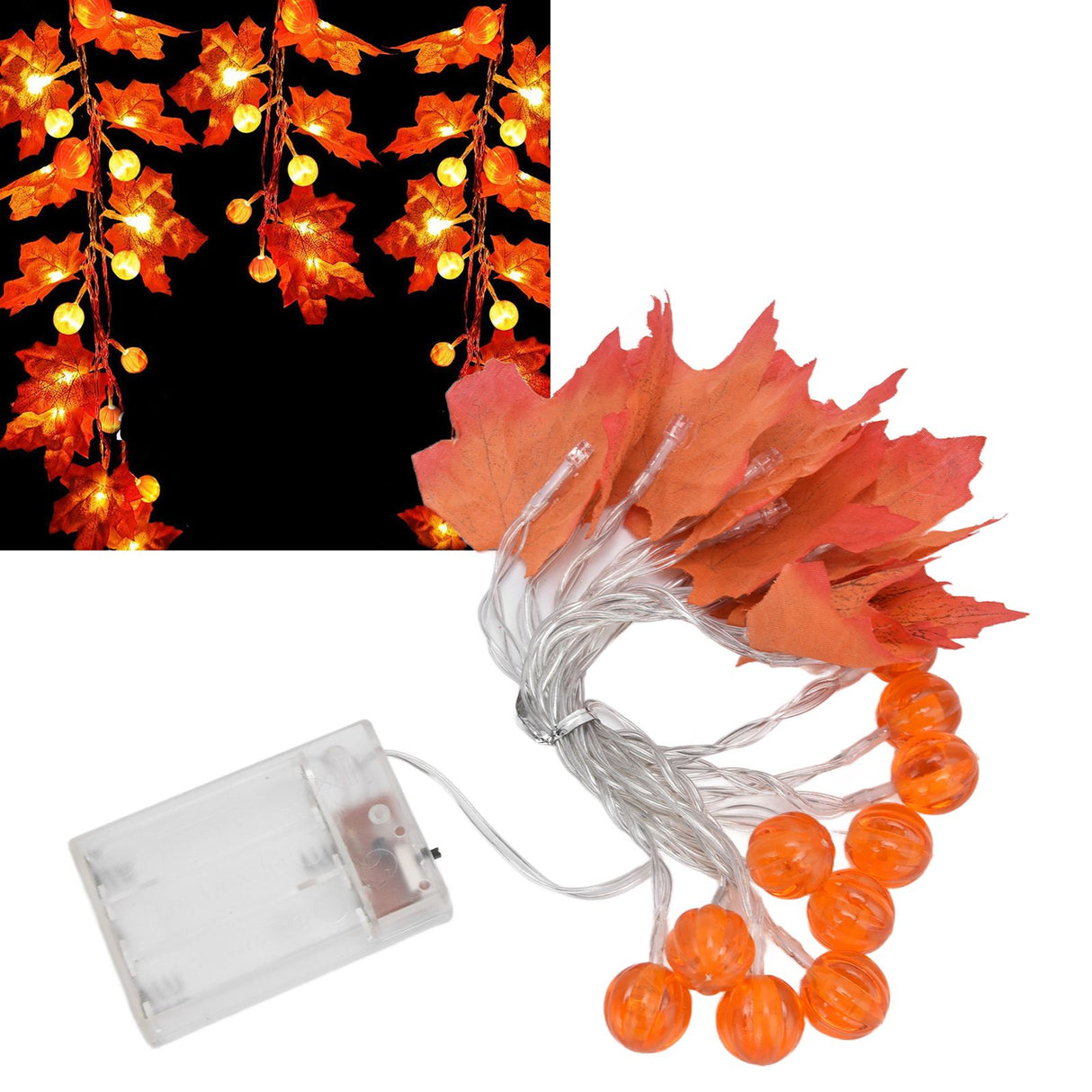 Maple Leaf String Light with Constant Light Flashing Dual Modes Indoor Outdoor Holiday Party Decors(3 m 9.8ft 20LED )