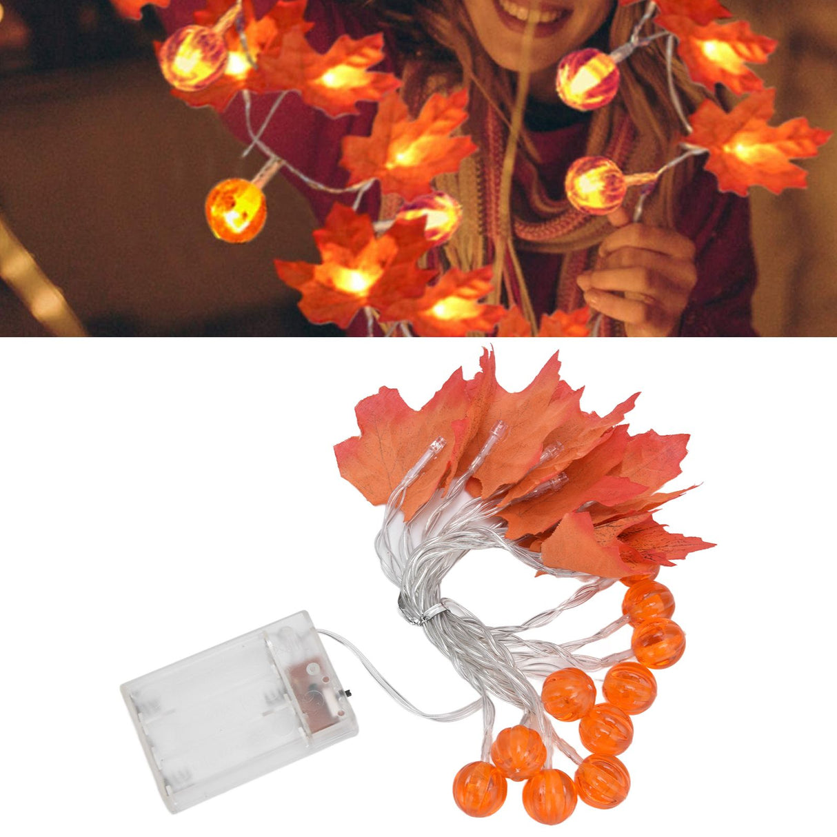 Maple Leaf String Light with Constant Light Flashing Dual Modes Indoor Outdoor Holiday Party Decors(3 m 9.8ft 20LED )
