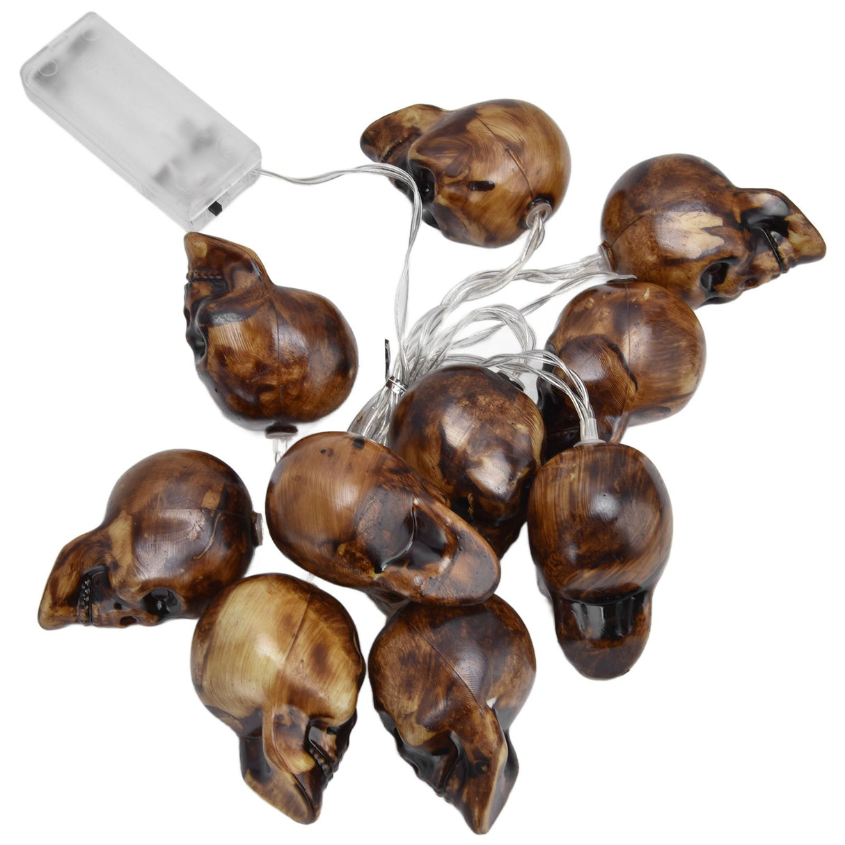 LED Skull String Light 10LEDs Horrible Lifelike Battery Powered Halloween Light for Outdoor Party Yard