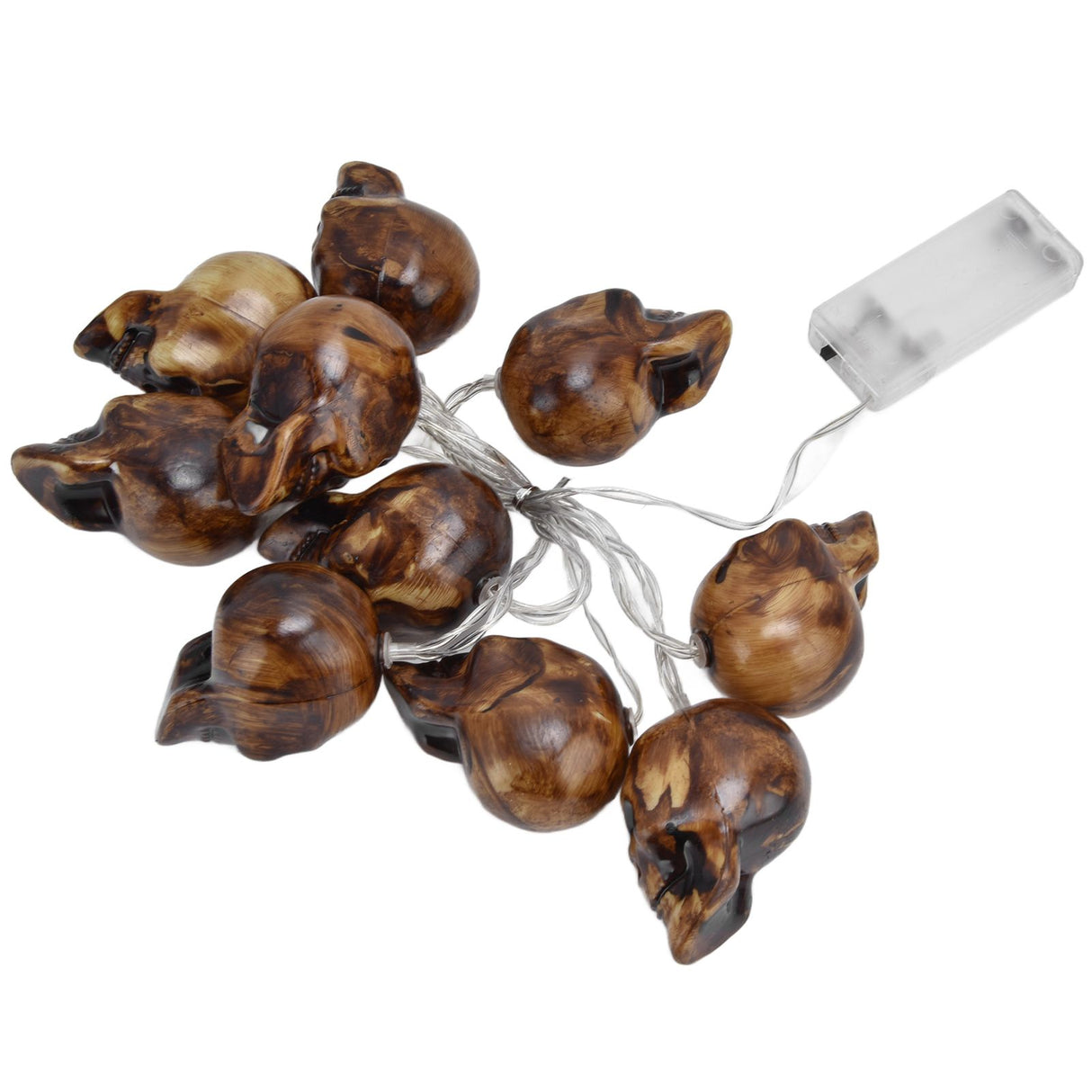 LED Skull String Light 10LEDs Horrible Lifelike Battery Powered Halloween Light for Outdoor Party Yard