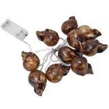 LED Skull String Light 10LEDs Horrible Lifelike Battery Powered Halloween Light for Outdoor Party Yard