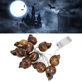 LED Skull String Light 10LEDs Horrible Lifelike Battery Powered Halloween Light for Outdoor Party Yard