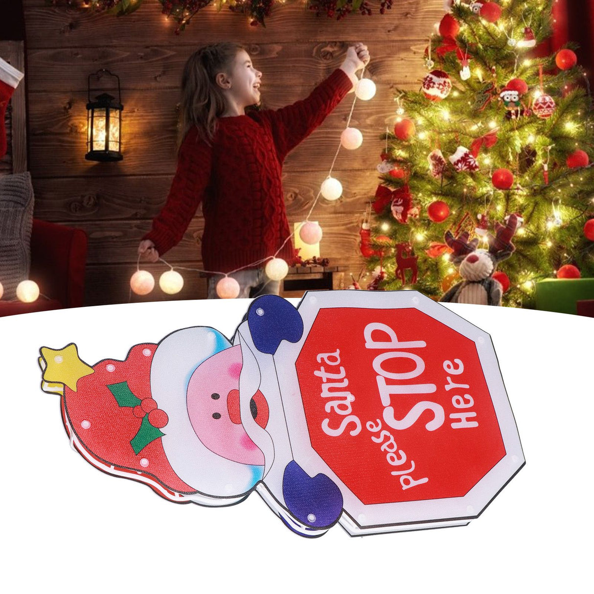 LED Christmas Decoration Light Santa Claus Lighted Window Decoration Battery Powered with Suction Cup for Christmas Decoration