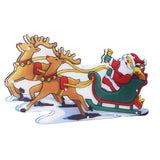 LED Christmas Light Sled Santa Claus Pattern Window Hanging Lamp Battery Powered with Suction Cup Festival Decoration - Front View