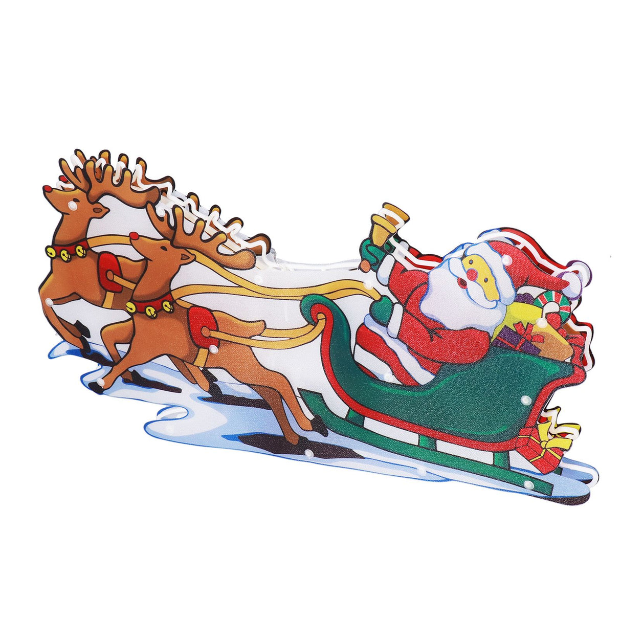 LED Christmas Light Sled Santa Claus Pattern Window Hanging Lamp Battery Powered with Suction Cup Festival Decoration