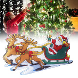 LED Christmas Light Sled Santa Claus Pattern Window Hanging Lamp Battery Powered with Suction Cup Festival Decoration
