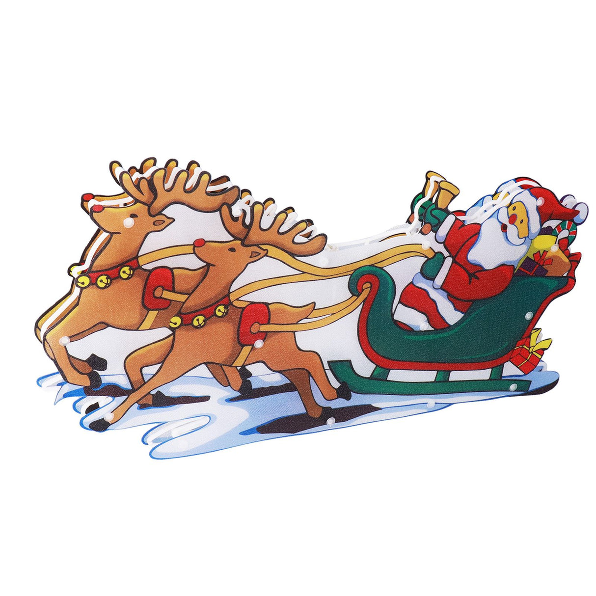 LED Christmas Light Sled Santa Claus Pattern Window Hanging Lamp Battery Powered with Suction Cup Festival Decoration