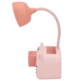 LED Table Lamp Folding Eye Protection Reading Light with Pen Holder Pencil Sharpener USB ChargingPink