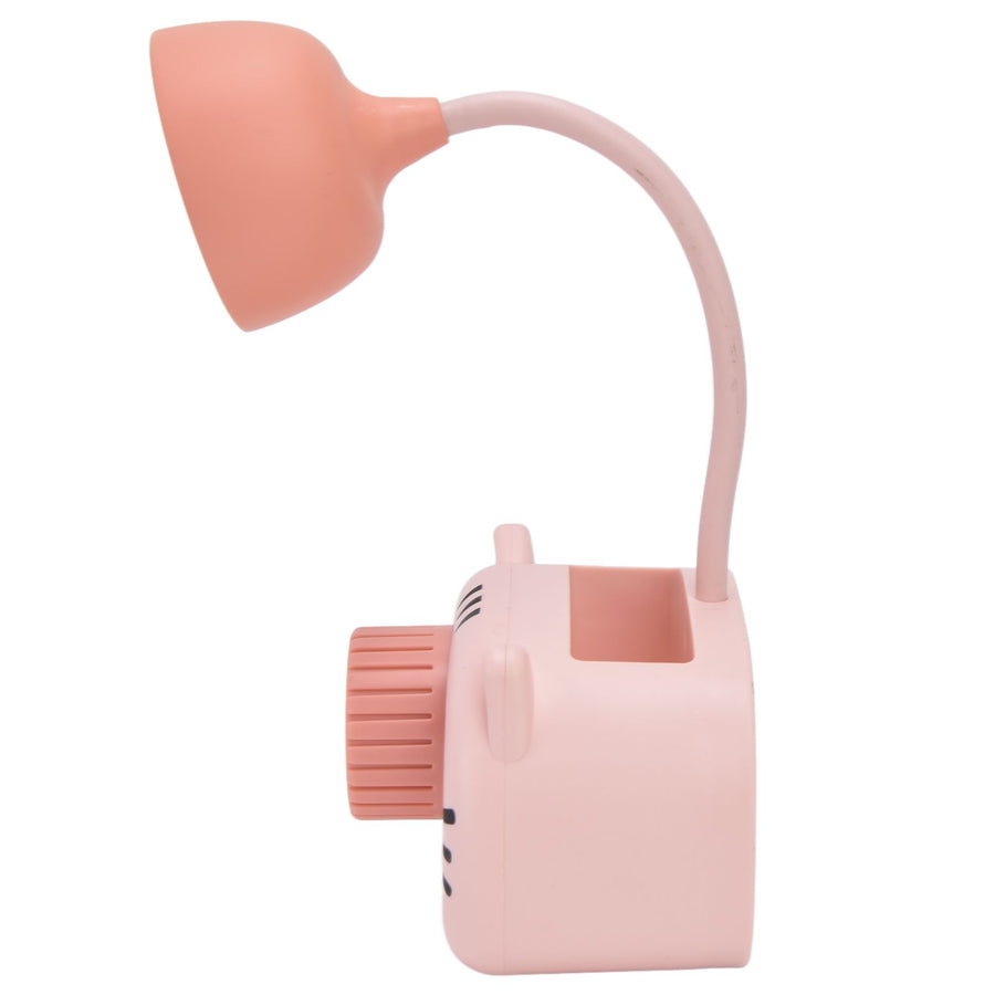 LED Table Lamp Folding Eye Protection Reading Light with Pen Holder Pencil Sharpener USB ChargingPink