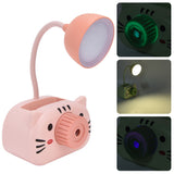 LED Table Lamp Folding Eye Protection Reading Light with Pen Holder Pencil Sharpener USB ChargingPink