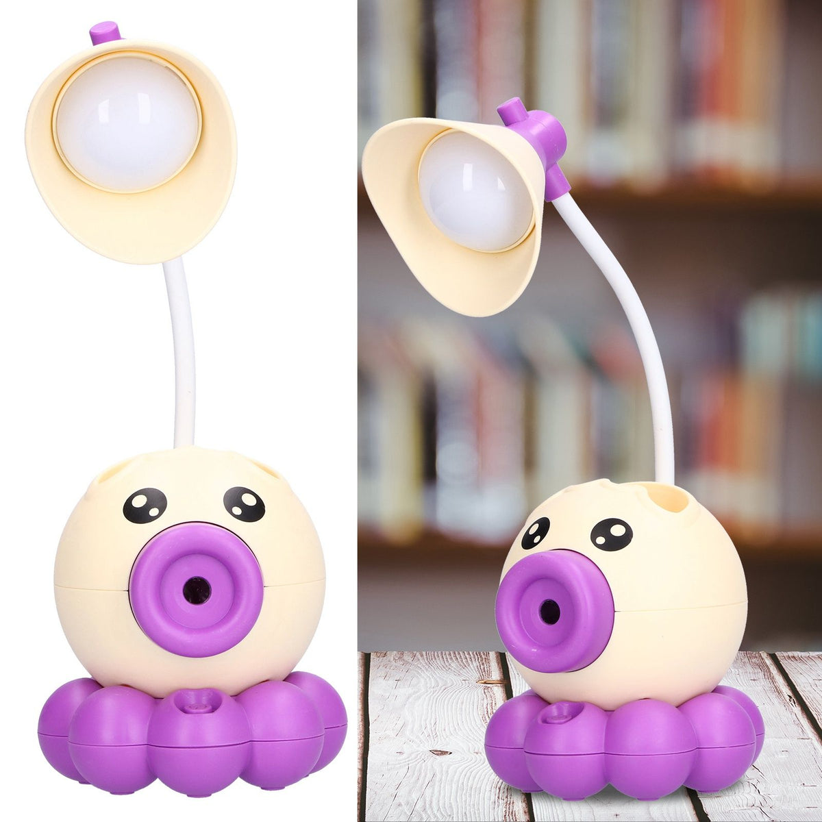 LED Desk Lamp Octopus Shaped Foldable Multifunctional Warm White Light USB Charging Cute Desk LampYellow