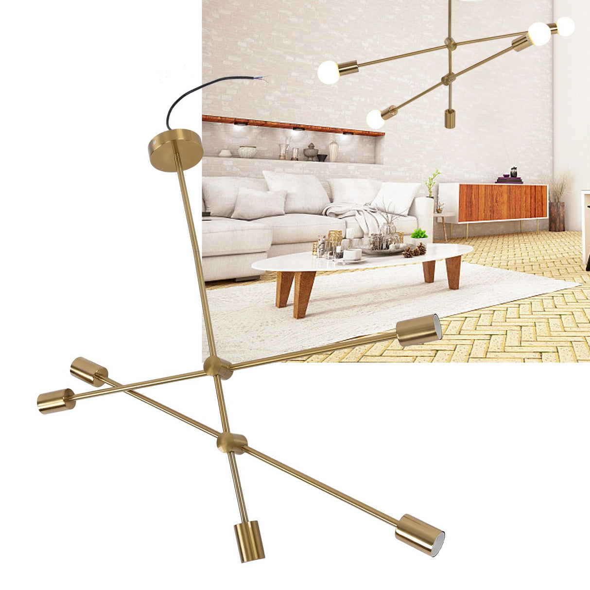 Modern Chandelier Unique Appearance Elegant Design Stable Firm Geometric Line Chandelier 110‑220V