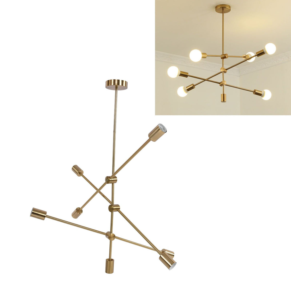 Pendant Light 6 Lights Geometric Style Unique Design Stable Firm Highly Durable Hanging Light Fixtures 110‑220V