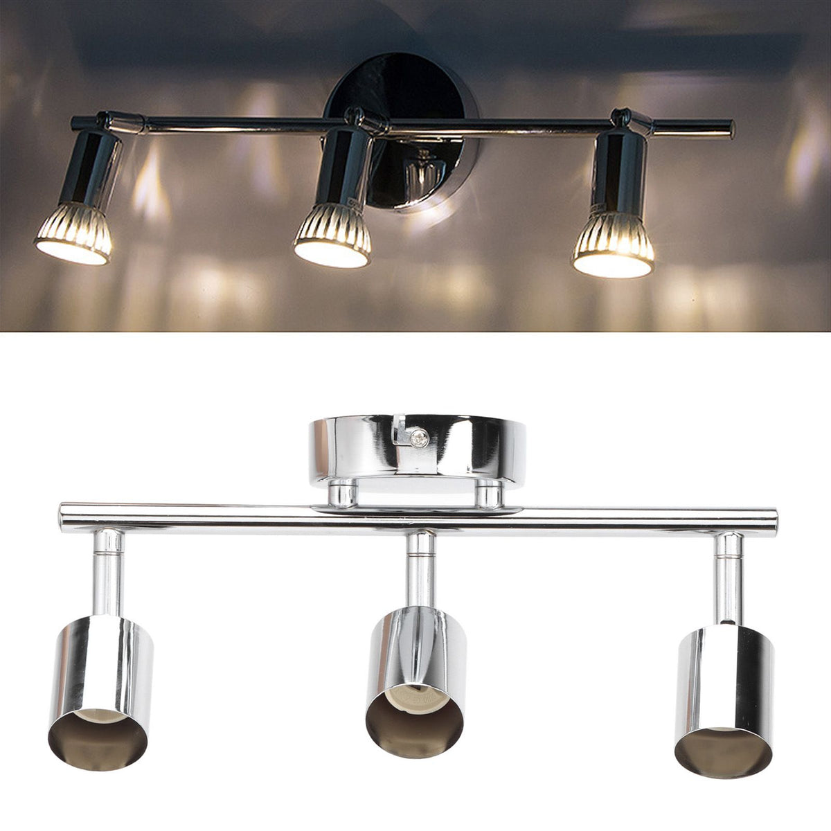 3 LED Track Light Base Adjustable Flexibly Rotatable 3 Way Ceiling Spotlight Base for Bedroom Dining Living Room Mall