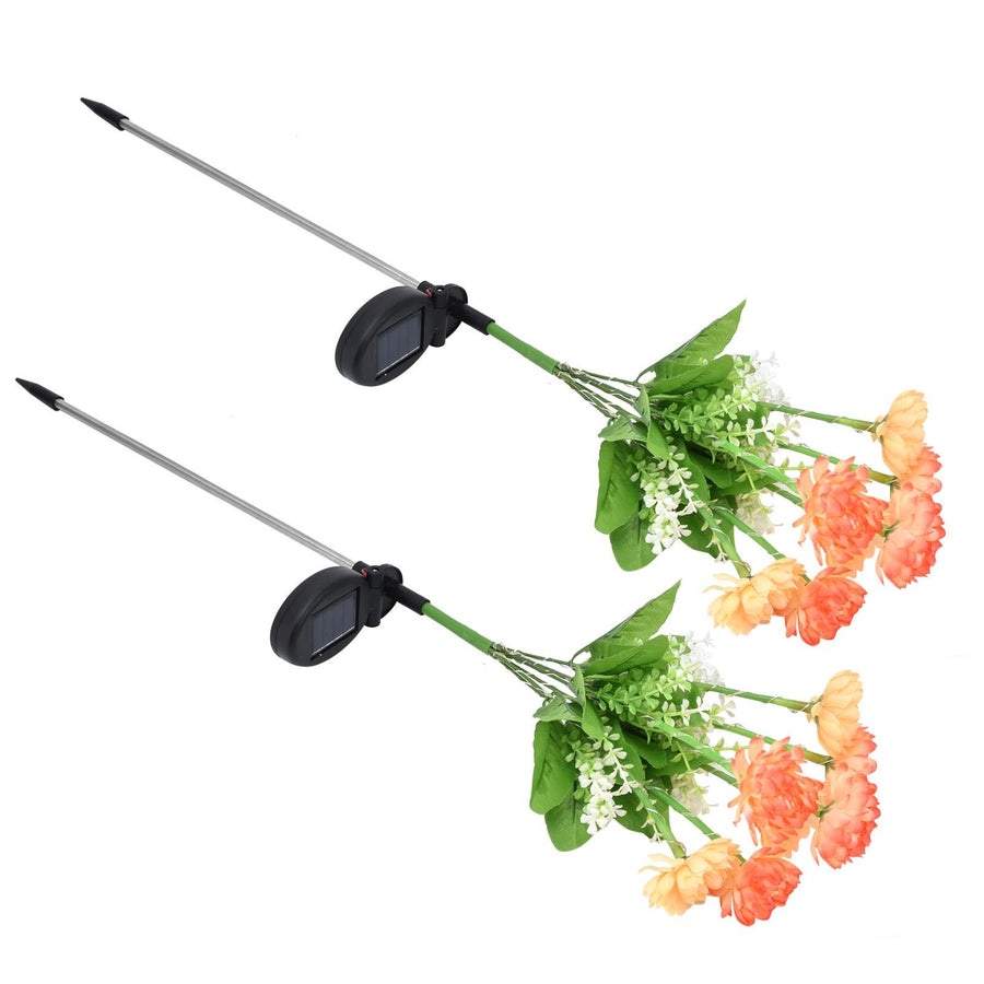 2 Pcs Solar Garden Lights LED Solar Flower Lights for Garden Patio Lawn Yard Pathway