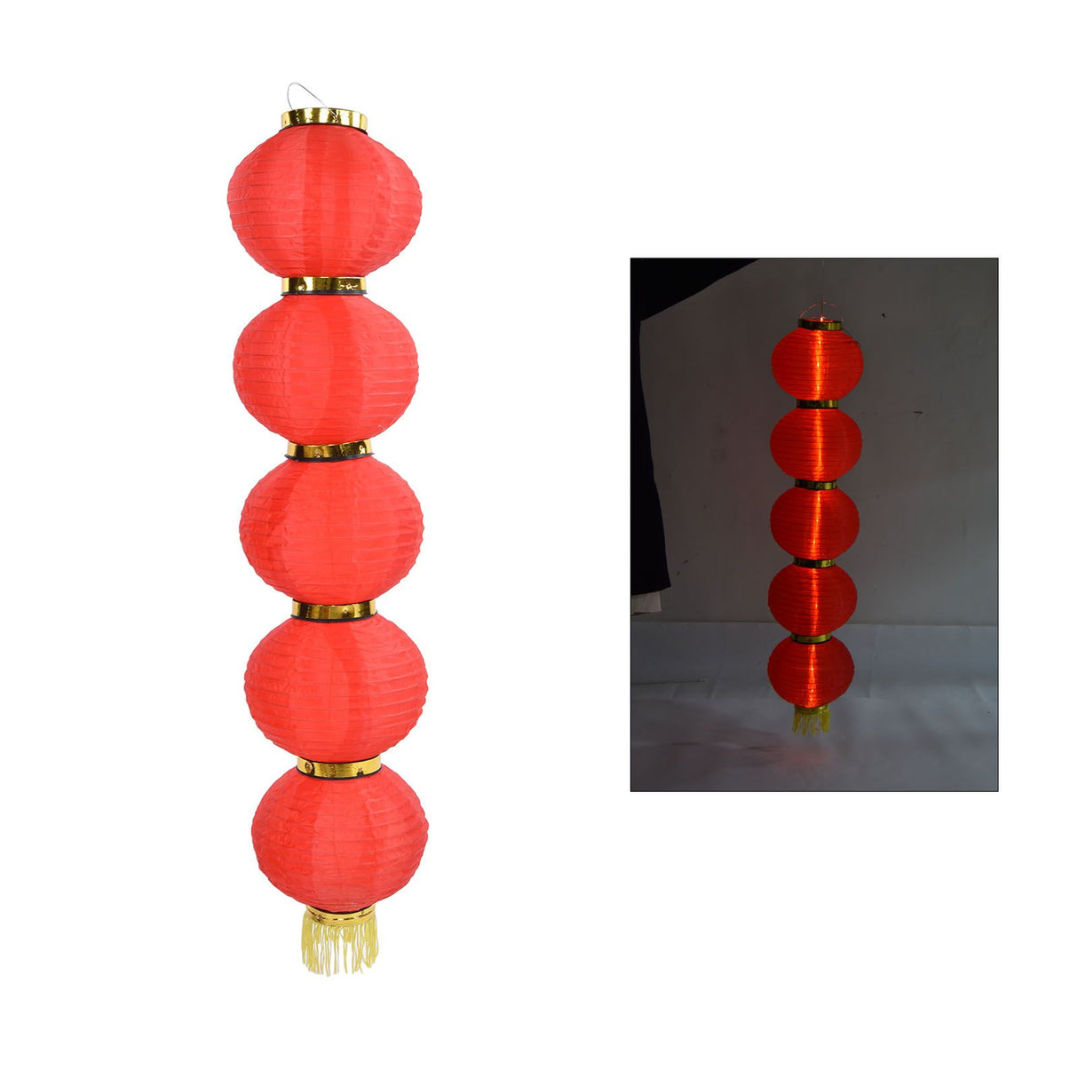 10in 5 Strings LED Solar Lantern Outdoor Waterproof Chinese Decorative Cloth Lantern Lamp