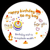 Happy Birthday Projector Mini Birthday Projection Lamp Portable Kids Projection Light for HouseholdRound 2 Pink - Front View