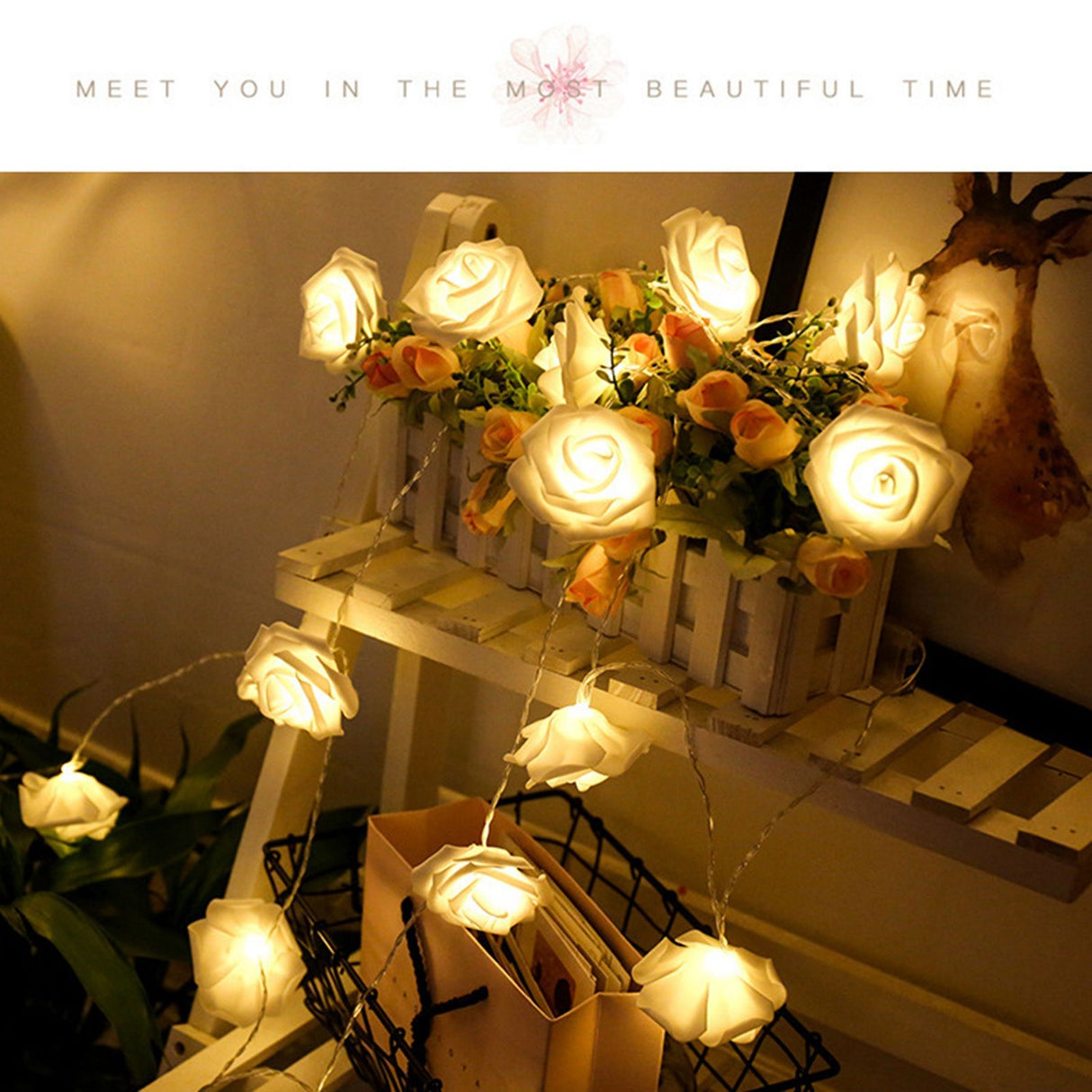 LED String Light Imitation Rose String Light Wedding String Light Festival Decoration LightWarm White