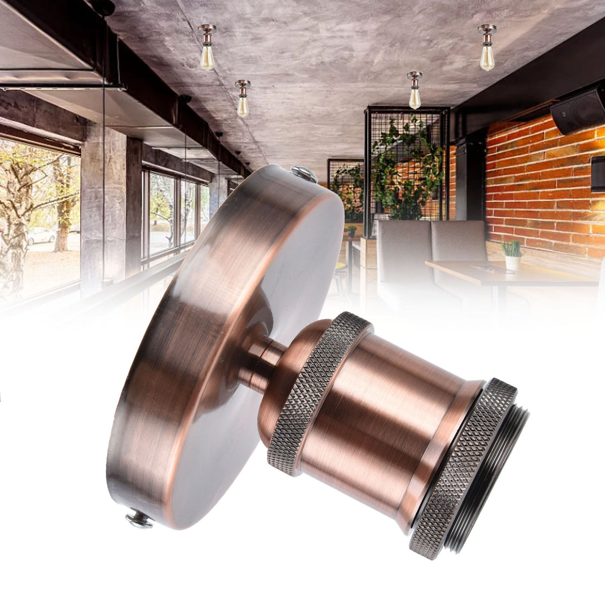 Vintage E26 E27 Lamp Socket Ceiling Lamp Holder with Accessories for Kitchen Bedroom Living Room 100‑240VAntique Red