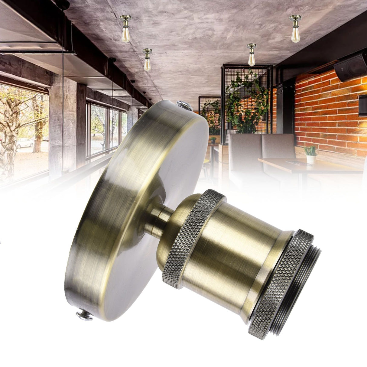 Vintage E26 E27 Lamp Socket Ceiling Lamp Holder with Accessories for Kitchen Bedroom Living Room 100‑240VAntique Green