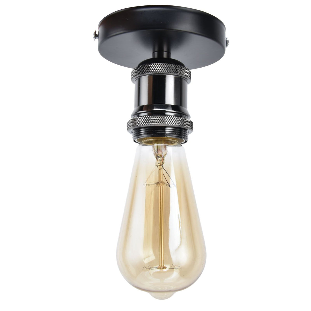 Vintage E26 E27 Lamp Socket Ceiling Lamp Holder with Accessories for Kitchen Bedroom Living Room 100‑240VBlack