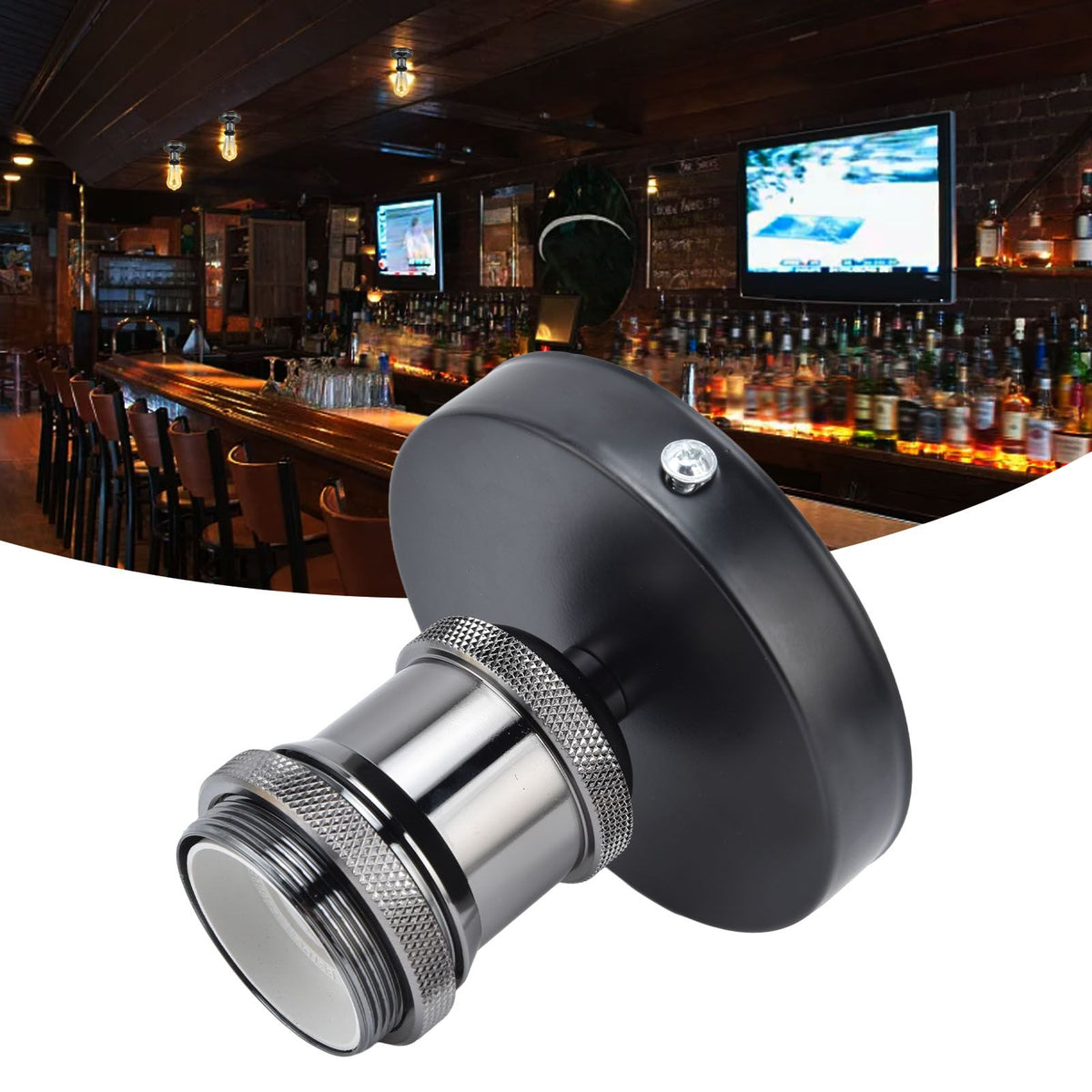 Vintage E26 E27 Lamp Socket Ceiling Lamp Holder with Accessories for Kitchen Bedroom Living Room 100‑240VBlack