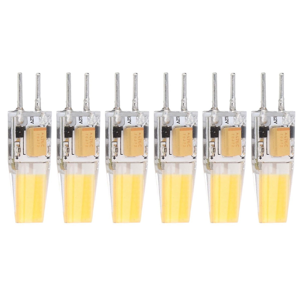 6PCS GY6.35 Bulb 5W AC DC12V COB Light Bulb Energy Saving Silicone Ceiling Lamp Bulb for Living Room