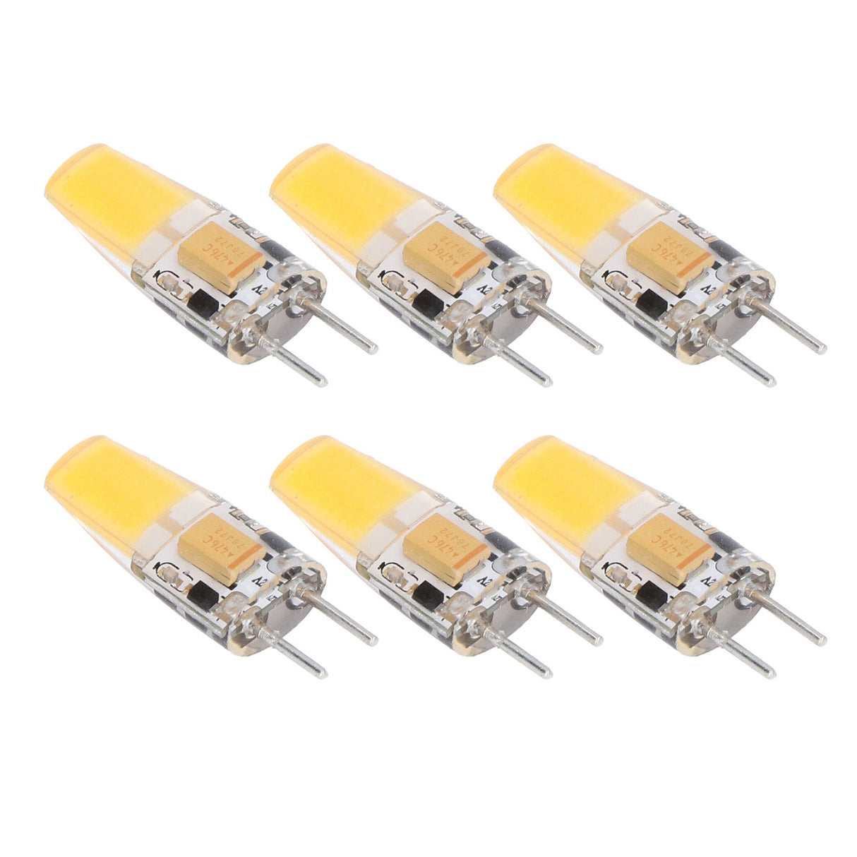6PCS GY6.35 Bulb 5W AC DC12V COB Light Bulb Energy Saving Silicone Ceiling Lamp Bulb for Living Room