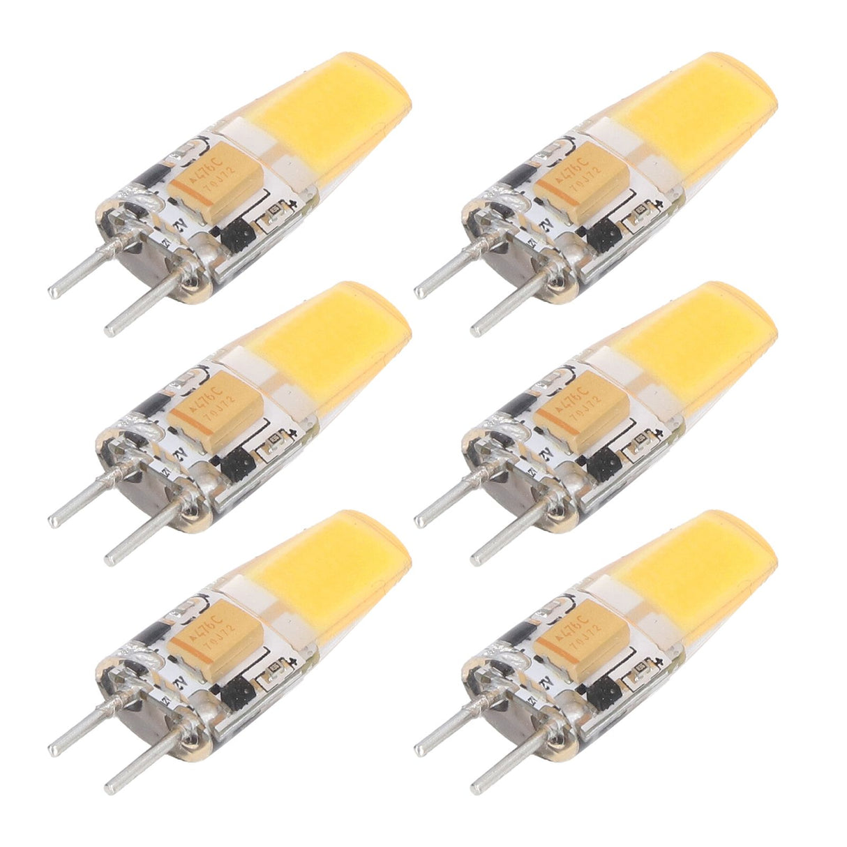 6PCS GY6.35 Bulb 5W AC DC12V COB Light Bulb Energy Saving Silicone Ceiling Lamp Bulb for Living Room