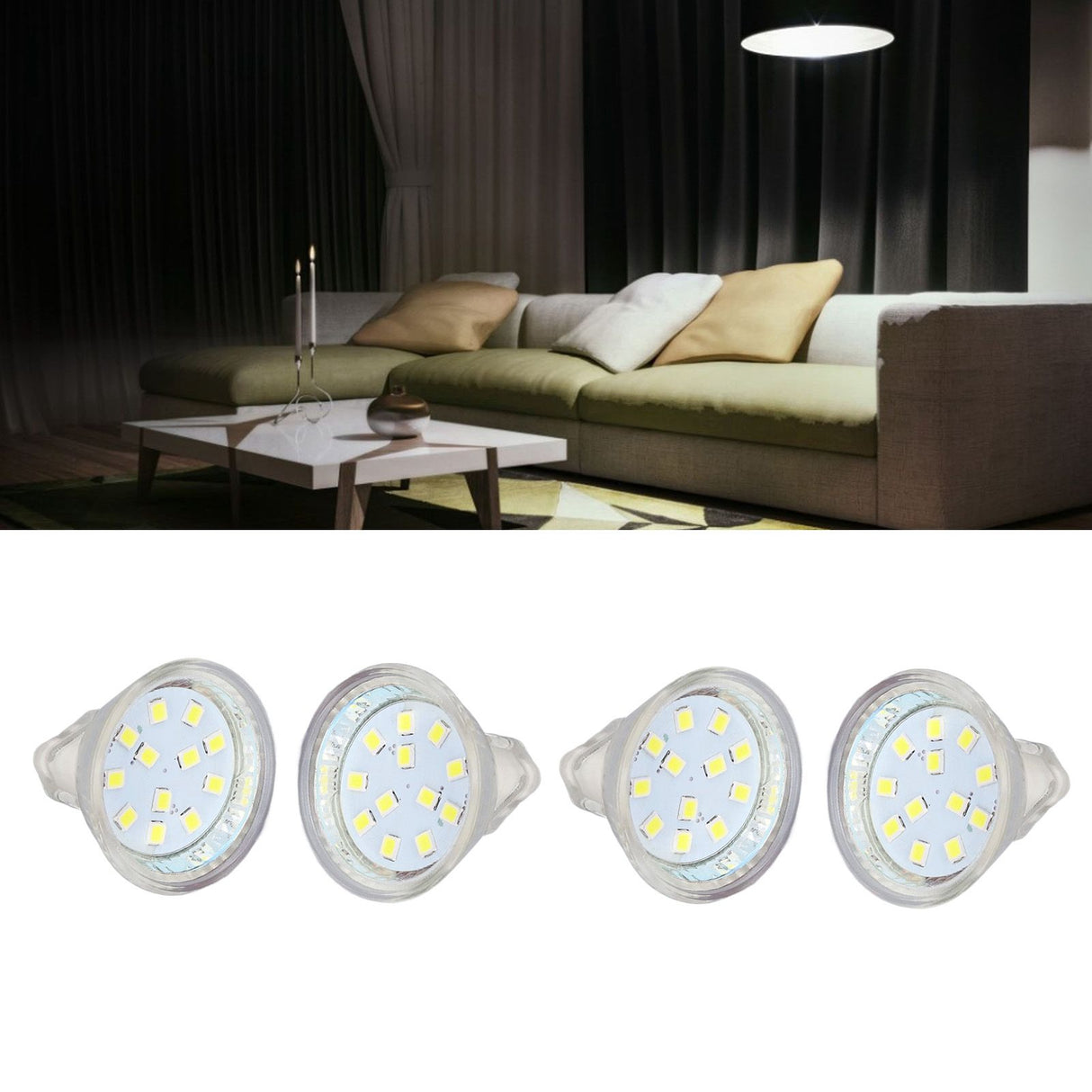 4PCS MR11 12LED Light Bulb 2W 300LM Spot Light Bulb Double Pin Base Landscape Light BulbCold White 6000K