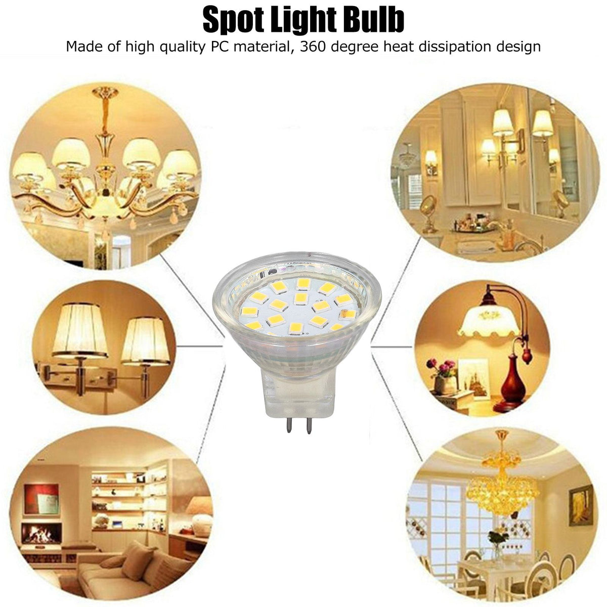 4PCS 18LED MR11 Light Bulb 3W 300LM Double Pin Base Landscape Spot Light Bulb for Living RoomWarm White