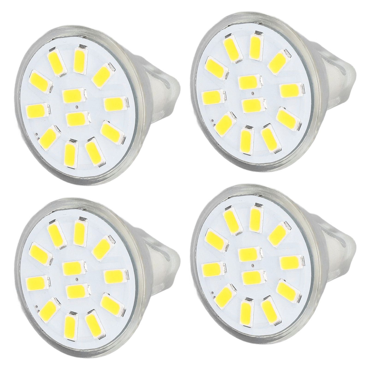 4pcs/set MR11 LED Spot Light Bulb with Dual Needle Base 360° Heat Dissipation 3W 12 LEDs Lamp BulbWarm White