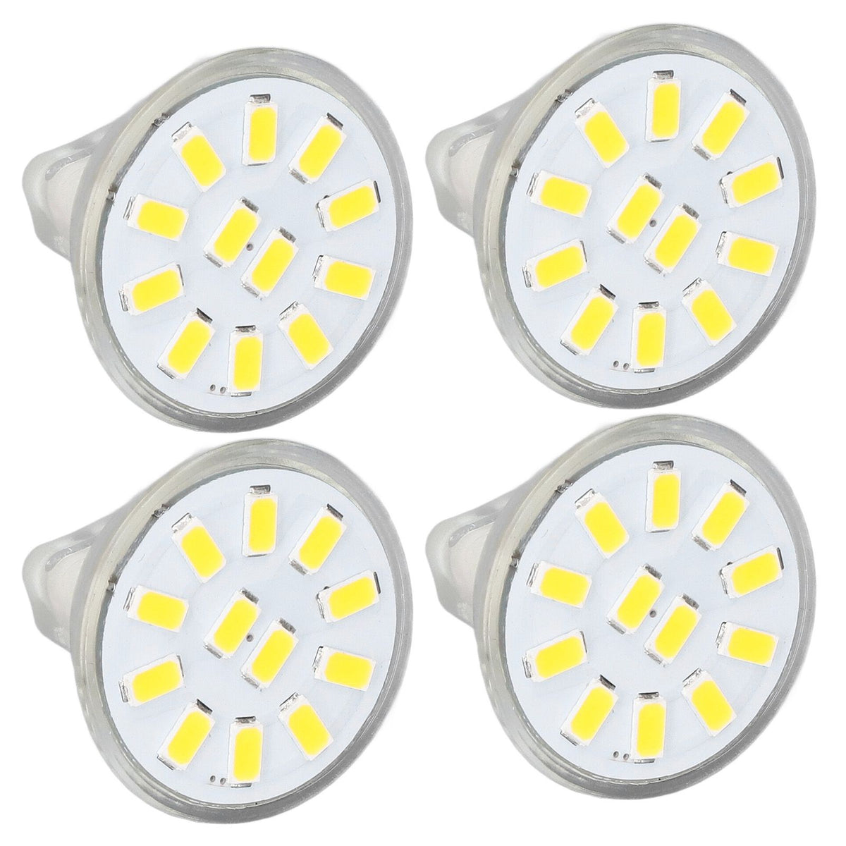 4pcs/set MR11 LED Spot Light Bulb with Dual Needle Base 360° Heat Dissipation 3W 12 LEDs Lamp BulbWarm White