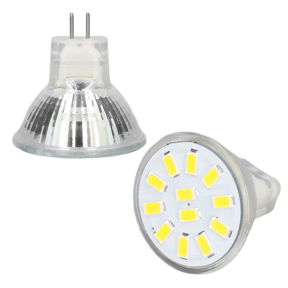 4pcs/set MR11 LED Spot Light Bulb with Dual Needle Base 360° Heat Dissipation 3W 12 LEDs Lamp BulbWarm White