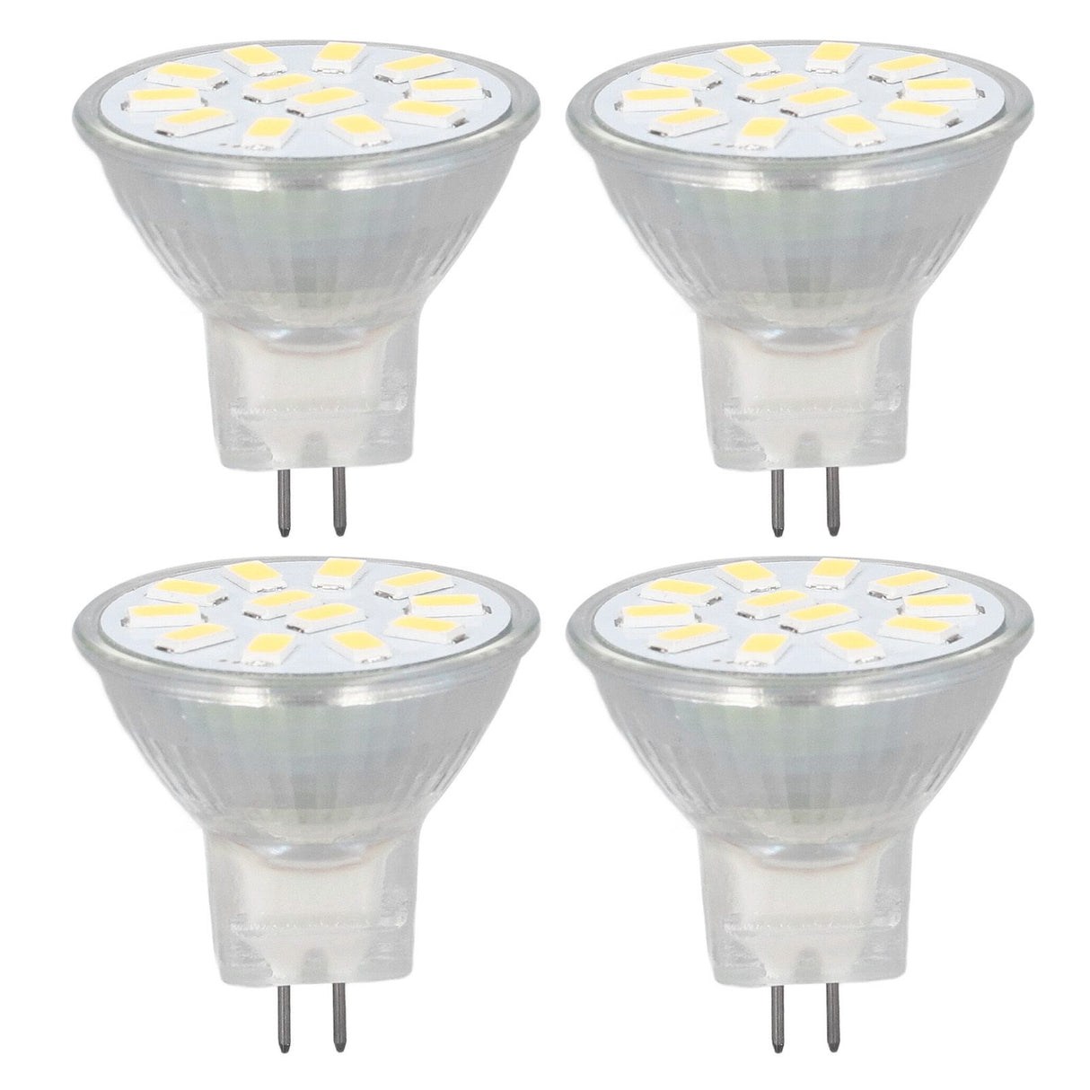 4pcs/set MR11 LED Spot Light Bulb with Dual Needle Base 360° Heat Dissipation 3W 12 LEDs Lamp BulbCold White
