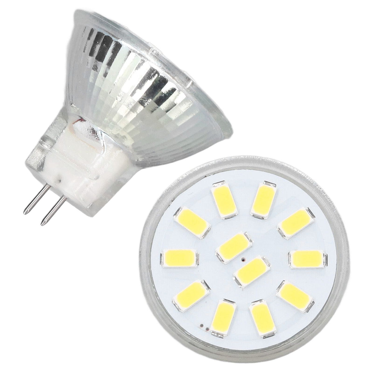 4pcs/set MR11 LED Spot Light Bulb with Dual Needle Base 360° Heat Dissipation 3W 12 LEDs Lamp BulbCold White