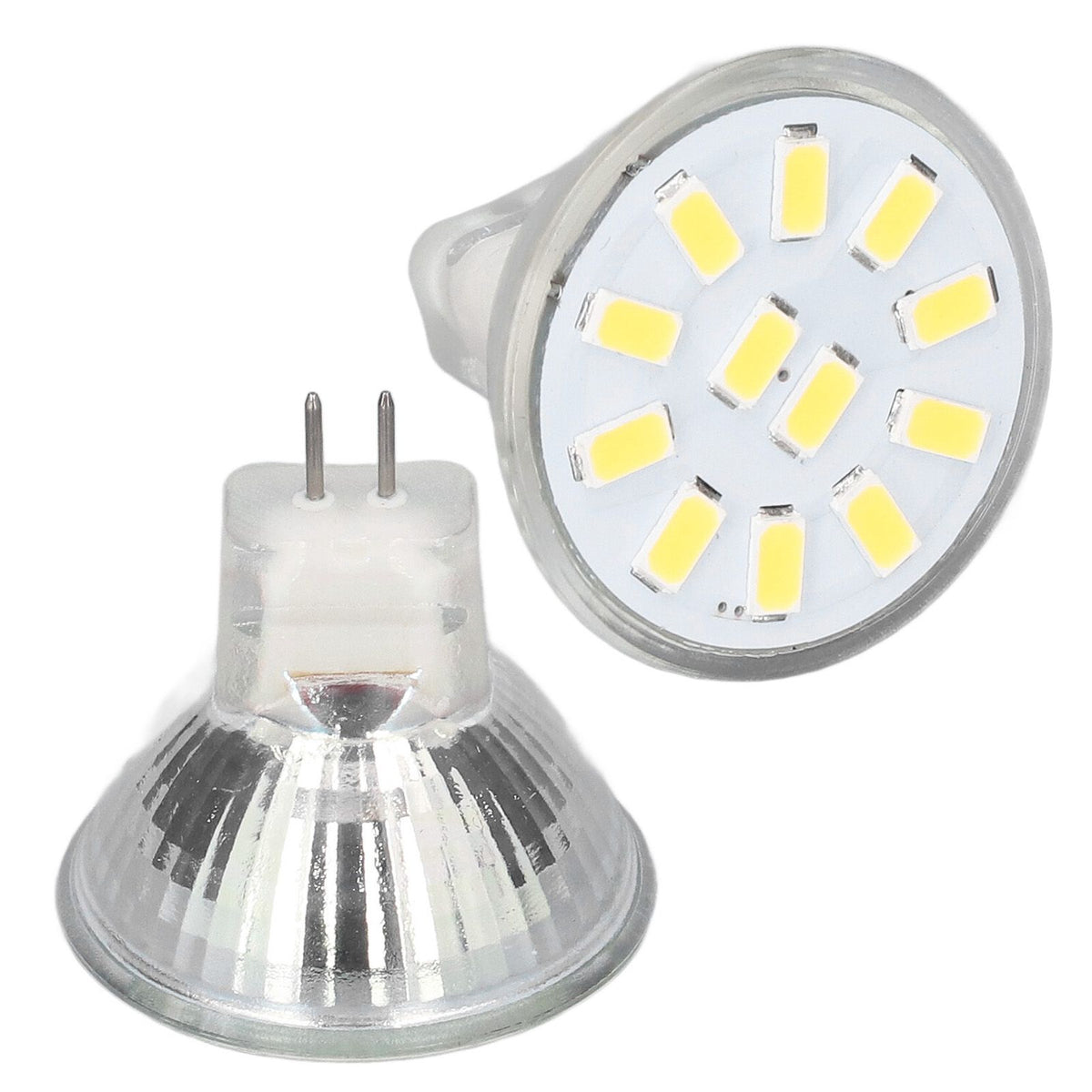 4pcs/set MR11 LED Spot Light Bulb with Dual Needle Base 360° Heat Dissipation 3W 12 LEDs Lamp BulbCold White
