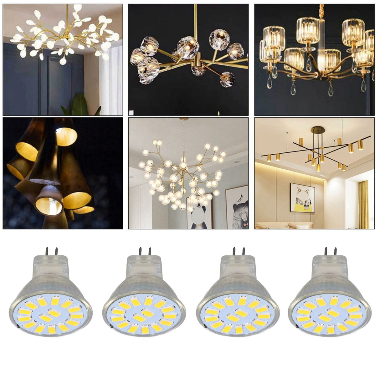 4PCS 15LED MR11 Light Bulb 5W 500LM Double Pin Base Landscape Spot Light Bulb for Living RoomWarm White