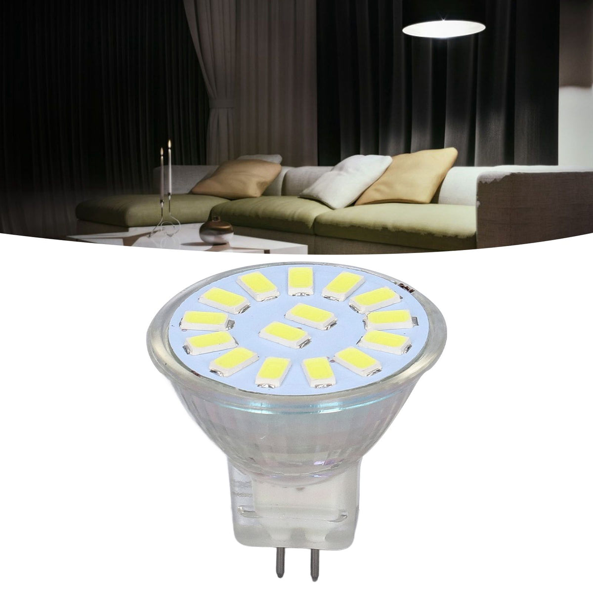 4PCS 15LED MR11 Light Bulb 5W 500LM Double Pin Base Landscape Spot Light Bulb for Living RoomCold White