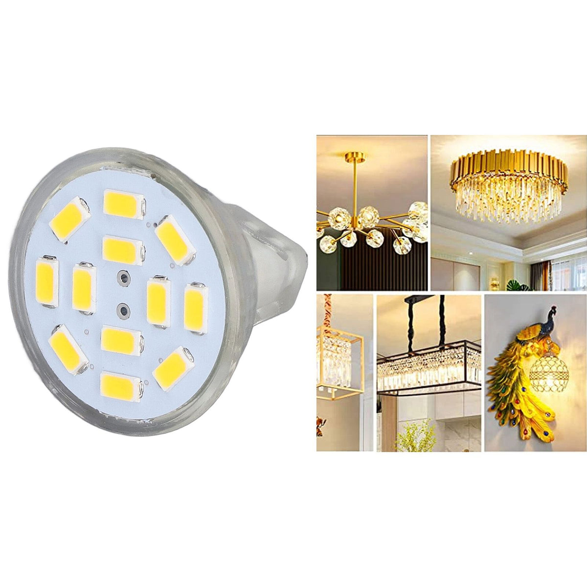 4PCS MR11 12LED Light Bulb 4W 400LM Double Pin Base Landscape Spot Light Bulb for Bedroom DC12VWarm White