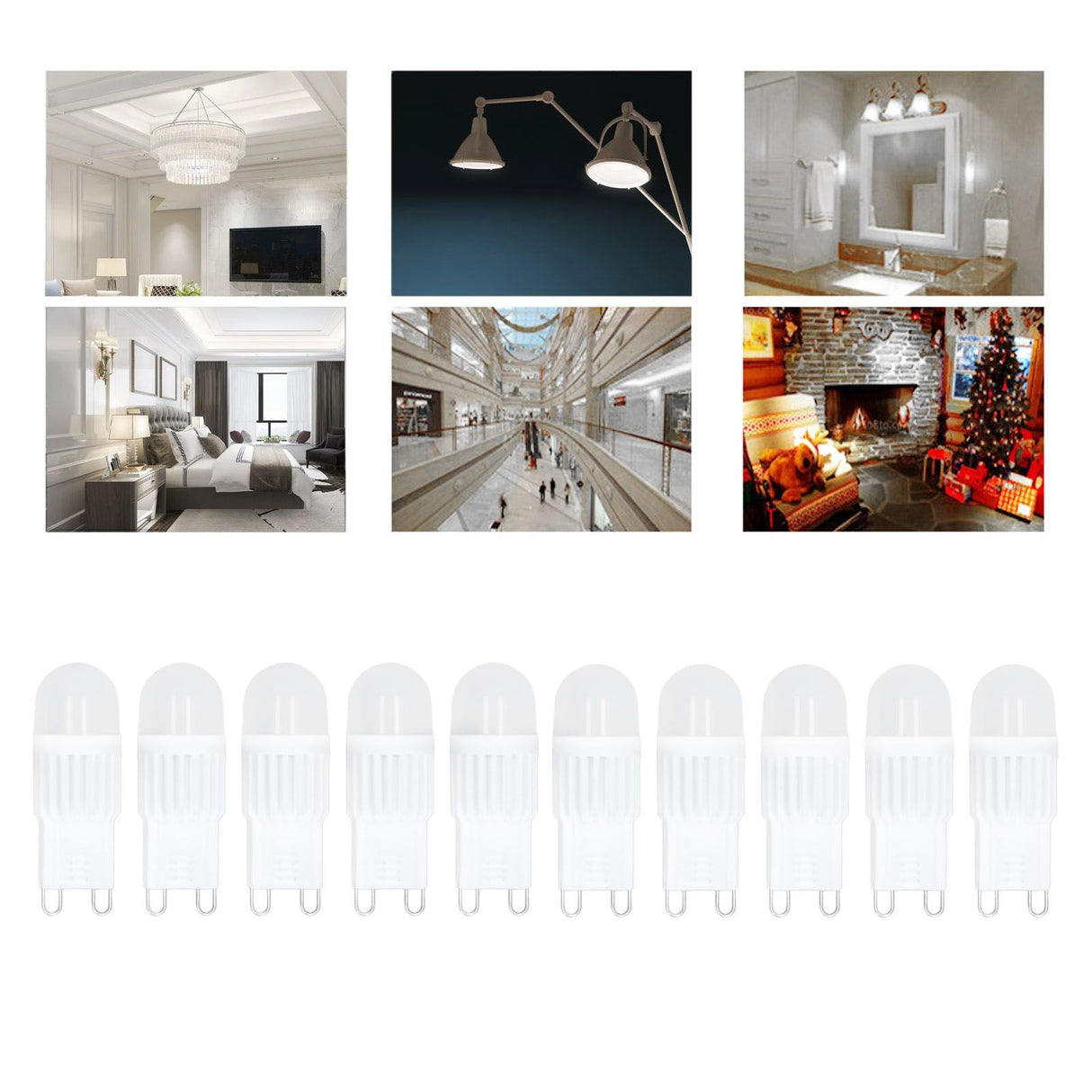 10pcs G9 Bulb Dimmable 2W 500lm G9 LED Bulb 30W Halogen Equivalent for Chandelier Ceiling Light Wall Lamp 220VWhite Light