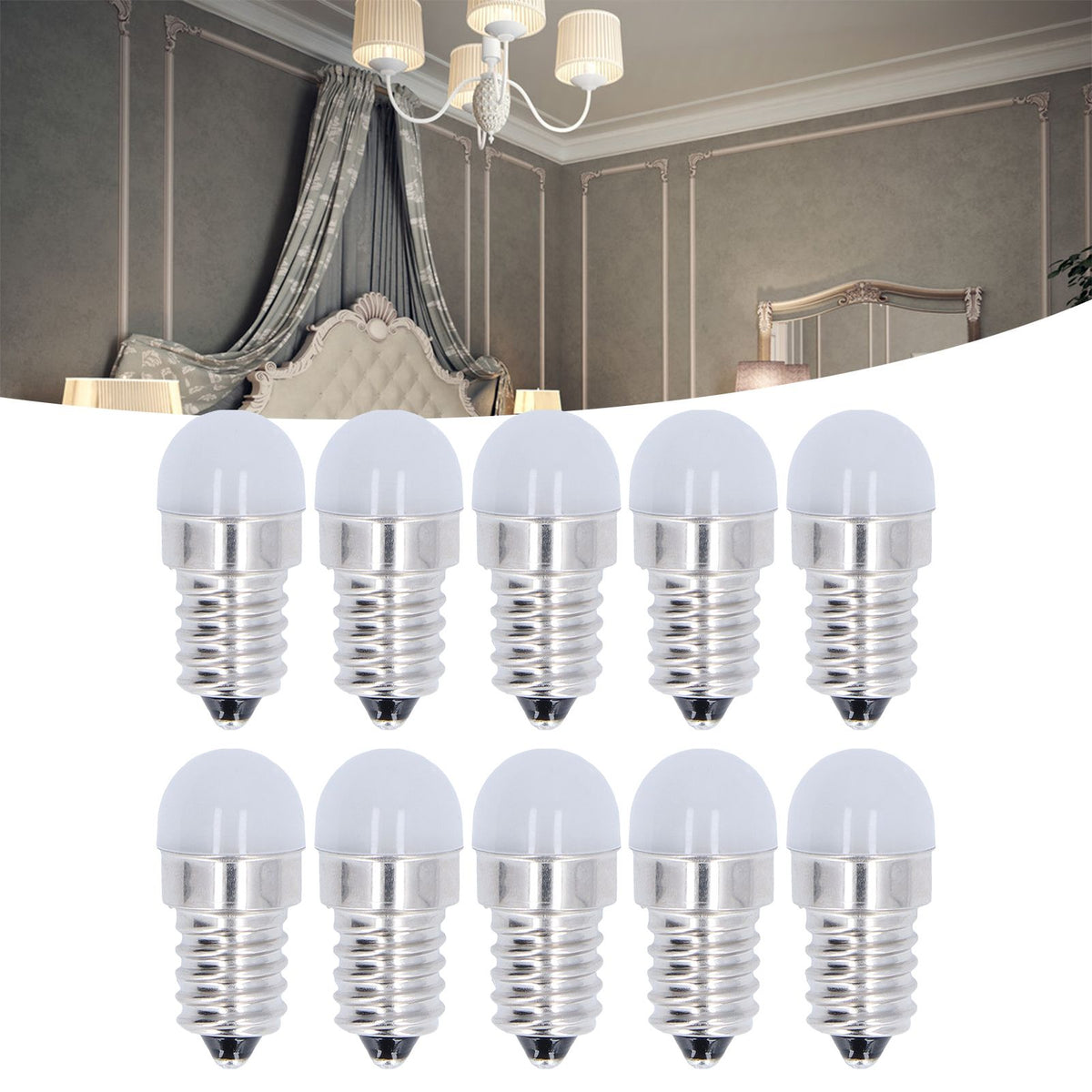 10pcs E14 Bulbs Energy Saving Warm White Light LED Small Bulbs for Ceiling Lamp Wall Lamp 500lm 1.5W 24V
