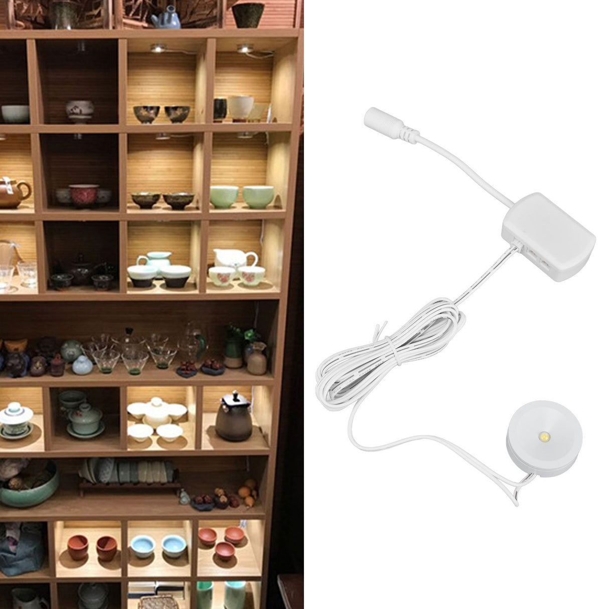 LED Under Cabinet Puck Lights Dimmable Ultra Thin Round Cabinet Light for Exhibition Halls Cabinets1 for 4