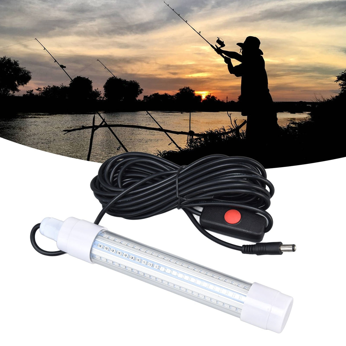 Submersible Fishing Light 16W AC12‑36V 1300lm LED Night Fishing Lure Bait Finder for Fish Tank AquariumWarm Light